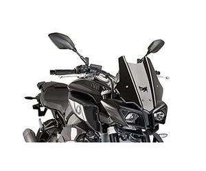 Puig 8917N Bulle Touring haut et aérodynamique en acrylique CN de 4 mm avec profil arrondi, zone supérieure plate et déflecteurs améliorant la protection, Noir