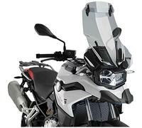 Puig 9771H Bulle Touring Plus avec visière Haute et aérodynamique en Acrylique Haute résistance avec visière réglable améliorant la Protection et Le Confort sur Longs trajets, Fumé