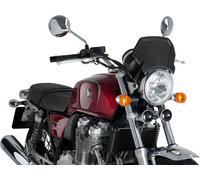 Puig 3593N Plaque Frontale ALU légère avec Fonction Saute-Vent et Support numéro pour Style Sportif et Protection, Noir