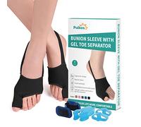 Puikos Lot de séparateurs d'orteils Hallux Valgus, 1 paire de chaussettes Hallux Valgus Correcteur d'oignon, 1 sangle pour gros orteil et 2 séparateurs d'orteils (1 orteil/petit, Noir)
