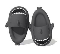 Puimentiua Pantoufles Requin Mignonnes Drôles Pantoufles Bain Hommes Pour Femmes été Plage Toboggans à Bout Ouvert Intérieur Extérieur, gris foncé, 36-37