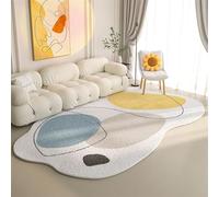 PUIOKA Tapis Rectangulaire Blanc, À rayure, Antidérapante, Poil ras, Moderne, Nuage, 2 x 3 cm, Bureau à domicile, Chambre, Cuisine, Salle, Living Room, Bedroom, Kitchen, Office