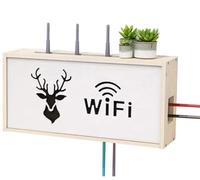 PUIOTEAI Cache Box, Boîte de Rangement pour Routeur WiFi, Support Box Internet, Support Mural, Étagère de Rangement Murale pour Salon, TV, Étagère pour Décoration D'intérieur(Beige)