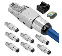 Puiseno Lot de 8 connecteurs CAT7 RJ45 LSA blindés sans outil pour câble de pose/câble patch, fiche réseau CAT 7 avec coque de protection, entièrement blindé STP, AWG 23-26 (8 pièces)