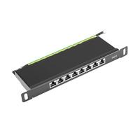 Puiseno Panneau de brassage CAT 6 8 ports - Panneau de brassage 8 ports pour bureau et montage mural - Panneau de brassage Keystone avec prises RJ45 blindées STP - LS pour réseaux Gigabit - T568A/B