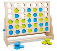 BS Toys Quatre Ensemble - Jeu D'Adresse pour Enfants - Convient pour Intérieur Ou Extérieur - A Partir De 6 Ans - Jeu De Société pour Anniversaires d'enfants - Deluxe Bois Vert/Bleu