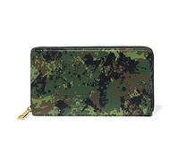 Puissance Verte Militaire Portefeuille Zipper Long Bourse en Cuir Véritable avec Titulaire de la Carte de Crédit pour Téléphone Femmes Fille Hommes