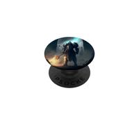 Puissant Chevalier en Armure avec épée de feu PopSockets PopGrip Adhésif