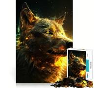 Puissant Loup et Puzzle Électrique 1000 Pièces pour Adultes Jeu de Défi Cérébral Pièce de Collection Art Découpée Claire 38x26cm