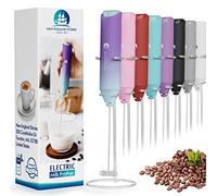 Puissant mousseur à lait portatif - Mini fouet mélangeur pour café, cappuccino, latte, matcha et chocolat chaud - Avec support - Lumière du Nord