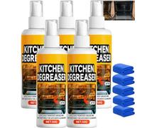 Puissant spray anti-graisse de cuisine robuste - Nettoyant polyvalent, formule sans gommage, élimine la graisse dure cuite au four et les déversements d'aliments sans danger pour la surface (5 pièces)