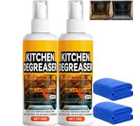 Puissant spray anti-graisse de cuisine robuste - Nettoyant polyvalent, formule sans gommage, élimine la graisse dure cuite au four et les déversements d'aliments sans danger pour la surface (2 pièces)