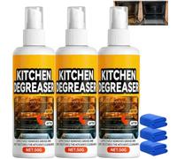 Puissant spray anti-graisse de cuisine robuste - Nettoyant polyvalent, formule sans gommage, élimine la graisse dure cuite au four et les déversements d'aliments sans danger pour la surface (3 pièces)