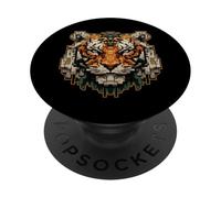Puissant Tigre Pixel dans Un Style rétro PopSockets PopGrip Adhésif