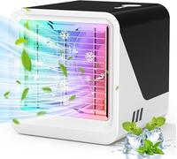 Puissant ventilateur de climatisation portable à vent froid, 7 types de lumières, refroidisseur d'air par évaporation avec 3 vitesses de vent et 500 ml, refroidisseur d'air pour bureau, chambre