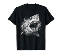 Puissantes mâchoires de Requin Ouvertes esquisses de Vie Marine T-Shirt