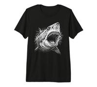 Puissantes mâchoires de Requin Ouvertes esquisses de Vie Marine T-Shirt Haut de Gamme