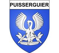 Puisserguier 34 ville Stickers blason autocollant adhésif - Taille : 8 cm