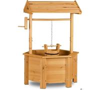 Puit de décoration jardin - Bois - 82x47x41 cm - Seau et manivelle - Style rétro - Résistant aux intempéries