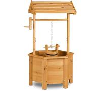 Puit de Décoration - Nature - Bois - Seau Inclus - Manivelle Fonctionnelle - Style Rétro