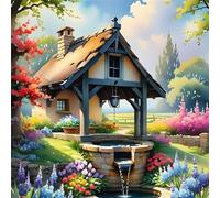 Puits de Jardin Puzzle 300 Pièces pour Adultes, 35x35cm Puzzles Classiques 300 pièces, DIY Activité Familiale Jigsaw Puzzle Jeux, Unique Décoration Murale de la Maison Cadeau