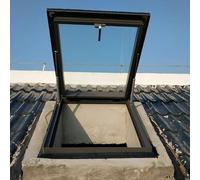 Puits De Lumière De Toit Robuste en Aluminium pour Évacuation, avec Support Hydraulique, en Verre Trempé, pour Combles, Vérandas Et Puits De Lumière Souterrains (L×L 95×70 Cm / 37,4×27,6 Po)