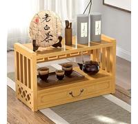 Puja Table d'autel avec tiroir, table de méditation, statues bouddhistes en bambou, autel de sanctuaire de style oriental utilisé pour les personnes décédées/bouddhistes/thé à la maison/personnel