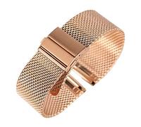 PUJIANA Bracelet de montre en métal, Bracelet de montre en maille, Bracelet en acier inoxydable, fermoir déployant, montres, Bracelet de remplacement(Rose Gold,18mm)