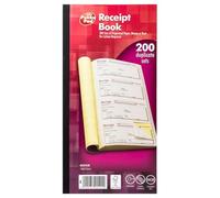 Pukka Carnet de reçus autocopiants 140 x 276 mm 4 reçus par page 200 duplicata Micro-perforé Numéroté en série Carnet de bord collé sur le côté DCU1520