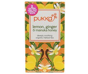 Pukka Herbs citron et gingembre + thé de Manuka de miel 20 sachets (pack de 4)