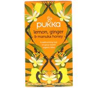 Pukka Herbs, Tisane Biologique, Citron Gingembre et Miel de Manuka, Sans Caféine, 20 Sachets, 1,41 oz (40 g)