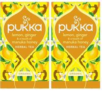 Pukka, Infusion Biologique et Ayurvédique, Goût Citron Gingembre et touche de Miel de Manuka, 100% des Ingrédients Issus du Commerce Equitable, 20 Sachets (Lot de 2)