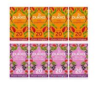 Pukka - Pack Trois gingembres et Fruits rouges, Infusions Biologiques et Ayurvédiques, 100% des Ingrédients Issus du Commerce Équitable, Lot de 8x20 sachets, 160 Sachets