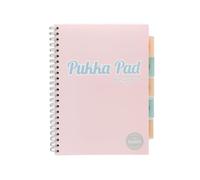 Pukka Pad Carnet de projets A4 pastel - Carnet à spirales avec intercalaires repositionnables et 200 pages, 100 feuilles de papier perforé 80 g/m² avec lignes fines de 8 mm - Rose