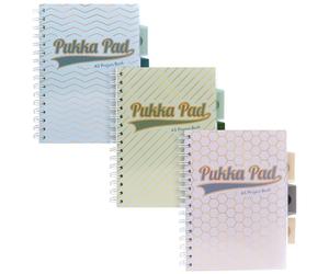 Pukka Pad Haze Project Book A5 - Lot de 3 Cahiers à spirales avec 5 intercalaires repositionnables avec pochettes de rangement et onglets pour l'organisation et la personnalisation - 200 pages, 100