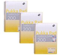 Pukka Pad, Irlen Jotta Pad Lot de 3 cahiers A4 à spirales 200 pages de papier ligné coloré certifié FSC 80 g/m² Conçu pour les difficultés de perception visuelle - 29,7 x 23 cm, doré