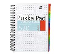 Pukka Pad Livre de vocabulaire B5 avec capacité de 520 mots,Comprend 20 intercalaires alphabétisés repositionnables,Apprendre les synonymes, les antonymes et l'utilisation dans une phrase,100 g/m²