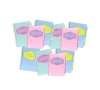 Pukka Pad Lot de 10 cahiers de projets de couleurs pastel assorties A4 avec intercalaires, 200 pages lignées 80 g/m², poches de rangement pour l'école, le bureau et les notes de révision