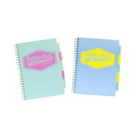 Pukka Pad Lot de 2 cahiers de projets de couleurs pastel assorties A4 avec intercalaires, 200 pages lignées 80 g/m², poches de rangement pour l'école, le bureau et les notes de révision