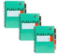 Pukka Pad, Lot de 3 cahiers de projet B5 à 5 sujets avec intercalaires repositionnables - 200 pages de papier 80 g/m² - Lignes de 8 mm et bords perforés - Vert métallisé - 25 x 19 cm