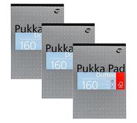 Pukka Pad, Lot de 3 recharges A4 à pois métalliques pour graphique, art, bullet journaling, 29,7 x 21 cm, carnet relié avec papier 80 g/m², 4 trous et perforation, 160 pages, argenté