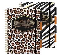 Pukka Pad, Wild B5 Project Book Lot de 2 cahiers à spirales Motif Zèbre et Léopard 4 intercalaires repositionnables et fermeture élastique