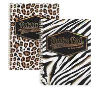 Pukka Pad Wild Lot de 2 blocs-notes A4+ lignés avec 160 pages de papier 80 g/m², format A4+ ligné avec pages perforées, carnet à spirale pour l'école, le bureau, l'écriture et une utilisation