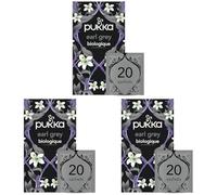 Pukka -Thé noir Earl Grey - Thé biologique issu du Commerce Équitable 20 sachets (Lot de 3)
