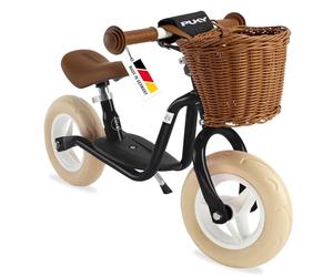 PUKY LR M Classic Noir | Draisienne dès 2 Ans | Jouet Enfants 2 Ans | Trottinette avec Repose-Pieds | Véhicule rétro Classique | Vélo équilibre avec Panier et béquille | Guidon et Selle réglables