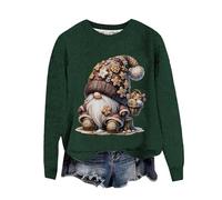 Pul Noel - Pull Moche Noel Femme Sweat à capuche à col rond avec impression numérique 3D à aiguille épaisse pour femme tendance de la rue haut en tissu à aiguille épaisse pull de Noël (Dark Green XXL)