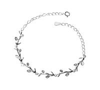 PULABO 1 x Bracelet Femme Bijoux Réglable Feuilles Argent Pendentif Chaîne Bracelet Lady Bracelet Amour Cadeau Qualité Supérieure et Créatif Pratique