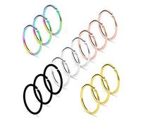PULABO 3 pièces Anneaux de Nez Cerceau Acier Chirurgical Faux Nez Anneau Tragus Cartilage hélice Piercing Boucle d'oreille cerceaux Septum lèvre Anneau élégant