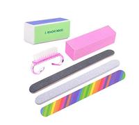 PULABO 6pcs / lot Kit Manucure Ongles Brosse Durable Polissant Grit Sable Fing Art Accessoires Ponçage Ongles Limes UV Gel Polonais Outils Couleur Aléatoire Nouveauté Ça Marche