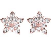 PULABO Argent Sterling 925 Zircon cubique Hiver Flocon de Neige Fleur créatifes Boucles d'oreilles Couleur Or Clair Rose élégant